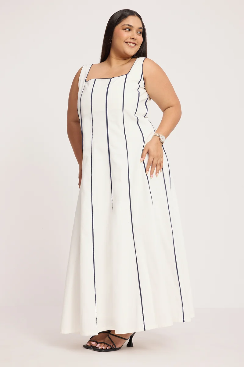 Ordh|100% Cotton Panelled Midaxi Dress