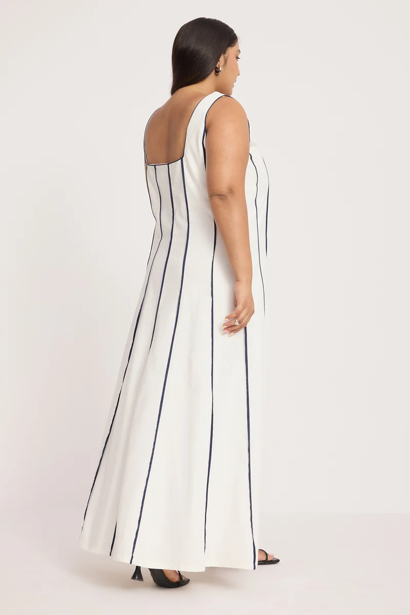 Ordh|100% Cotton Panelled Midaxi Dress