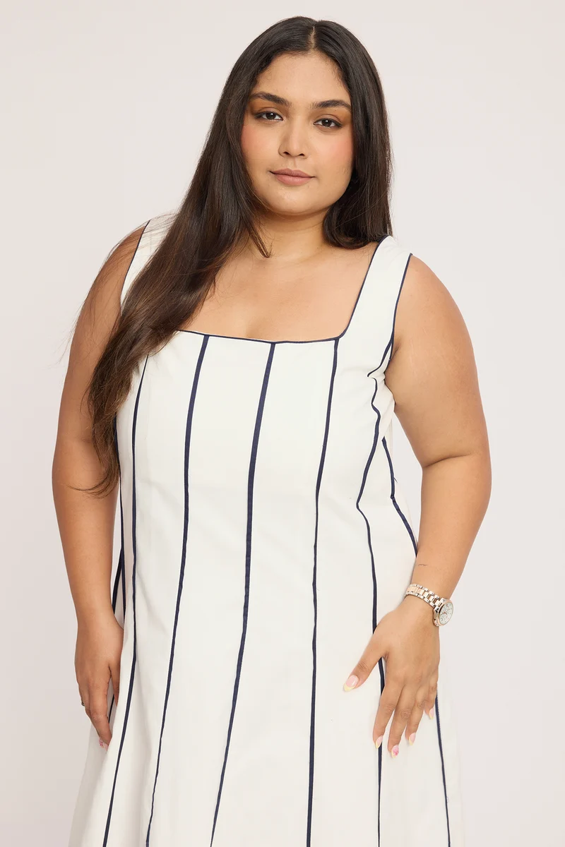 Ordh|100% Cotton Panelled Midaxi Dress