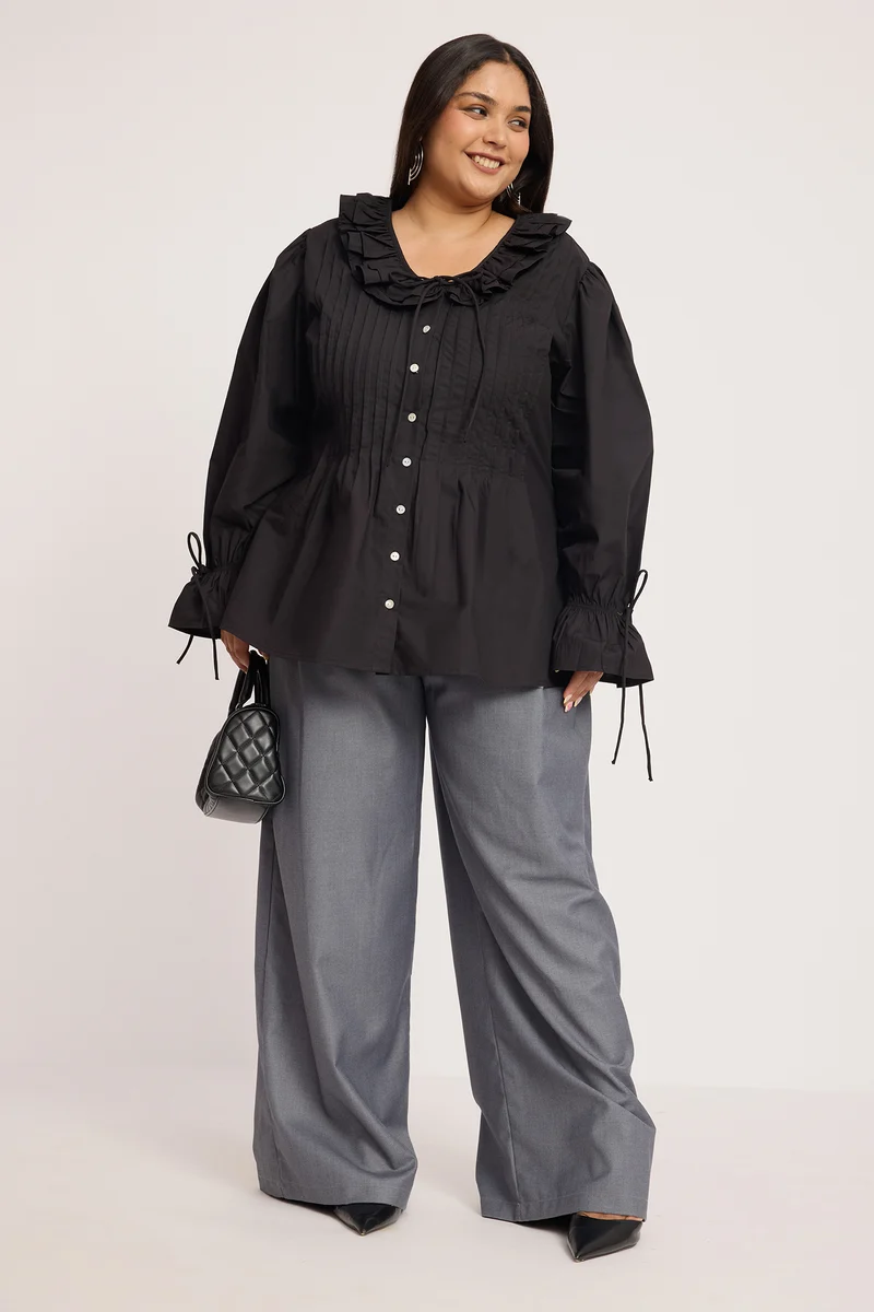 Yaria|100% Cotton Pin Tuck Detail Shirt Blouse