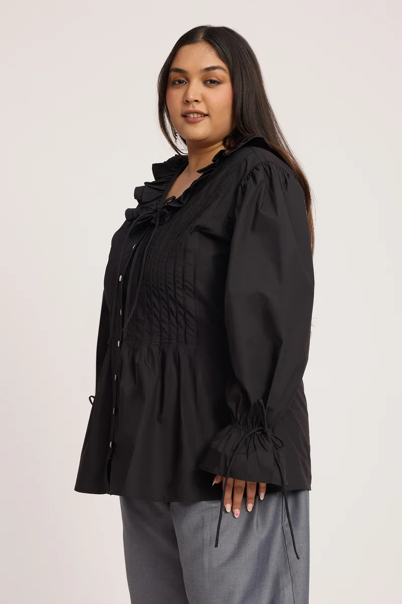 Yaria|100% Cotton Pin Tuck Detail Shirt Blouse