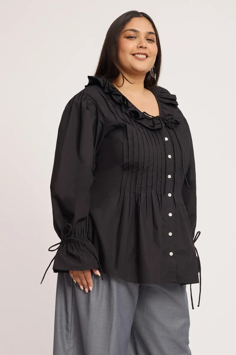 Yaria|100% Cotton Pin Tuck Detail Shirt Blouse