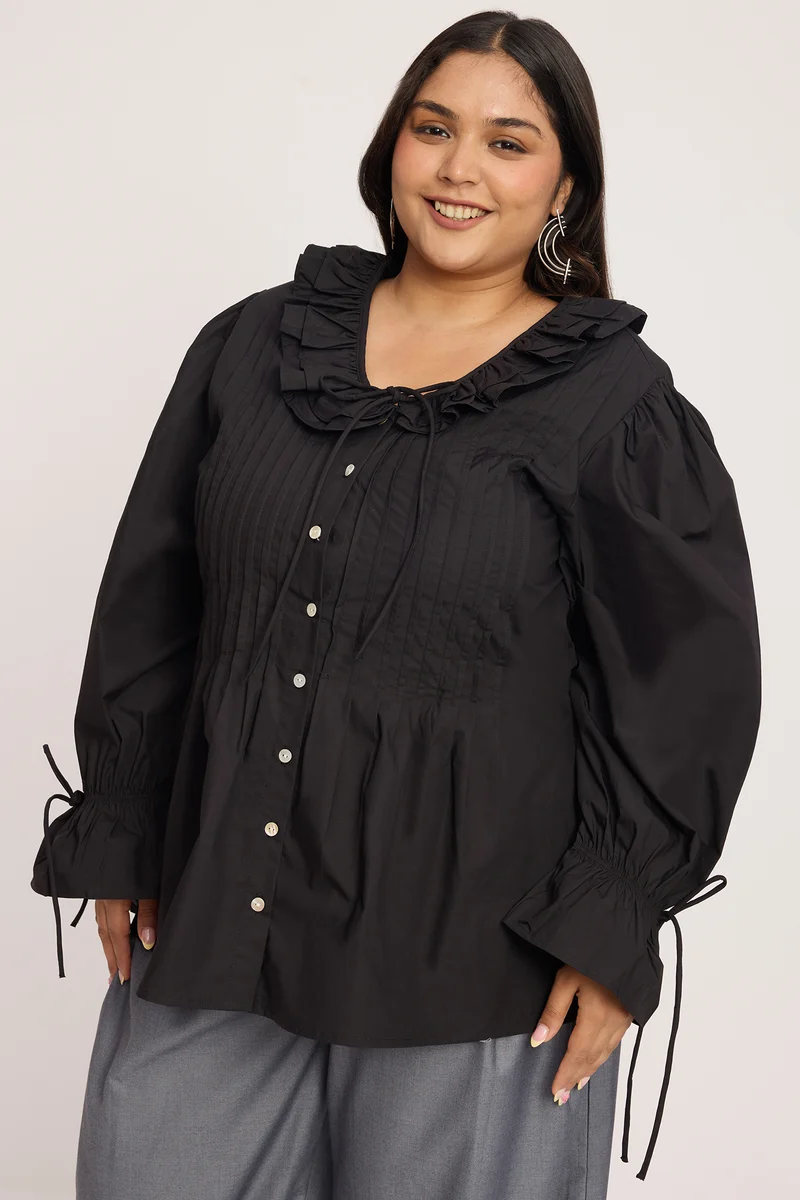 Yaria|100% Cotton Pin Tuck Detail Shirt Blouse
