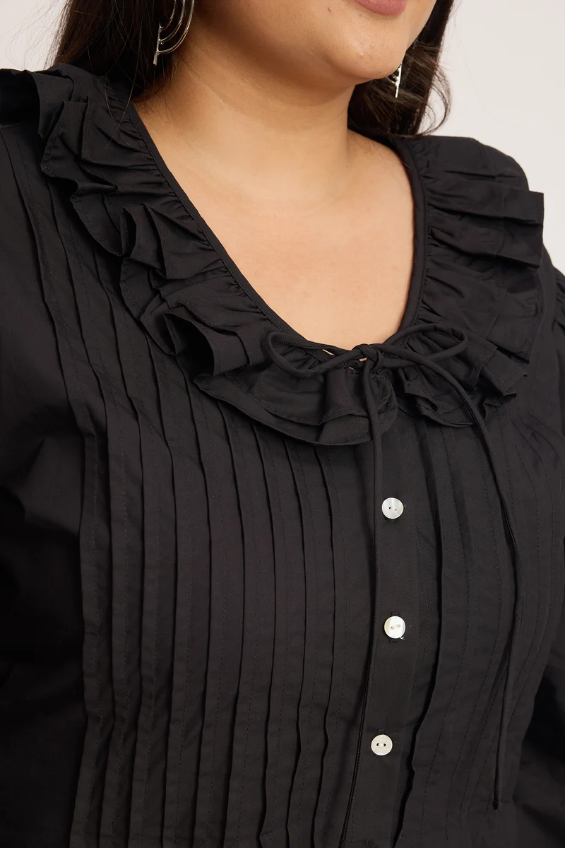Yaria|100% Cotton Pin Tuck Detail Shirt Blouse