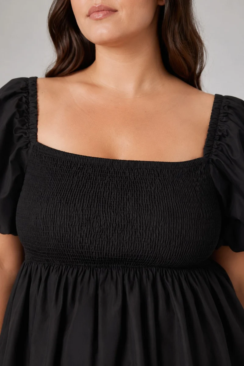 Aisve|100% Cotton Smocked Square Neck Top