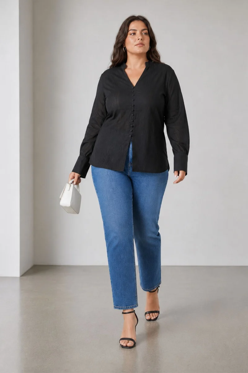 Mae|100% Viscose Mandarin Split