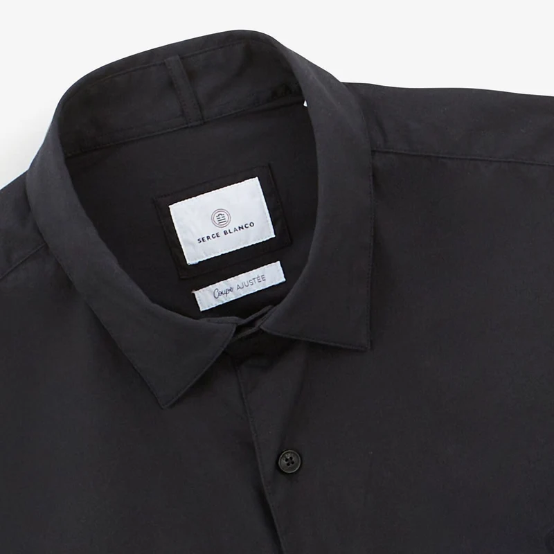 Chemise à manches longues unie noire