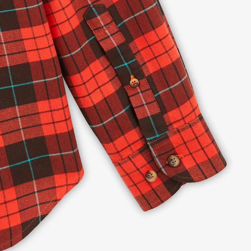 Chemise à carreaux manches longues sienne en coton