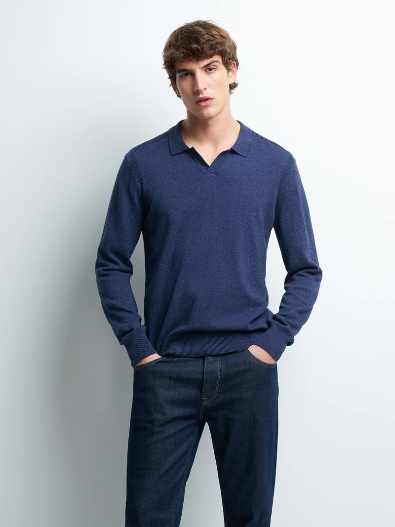 Pull col derby en coton cachemire