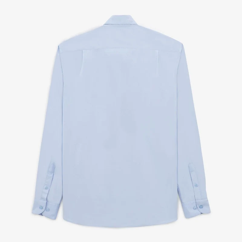 Chemise à manches longues unie bleu ciel