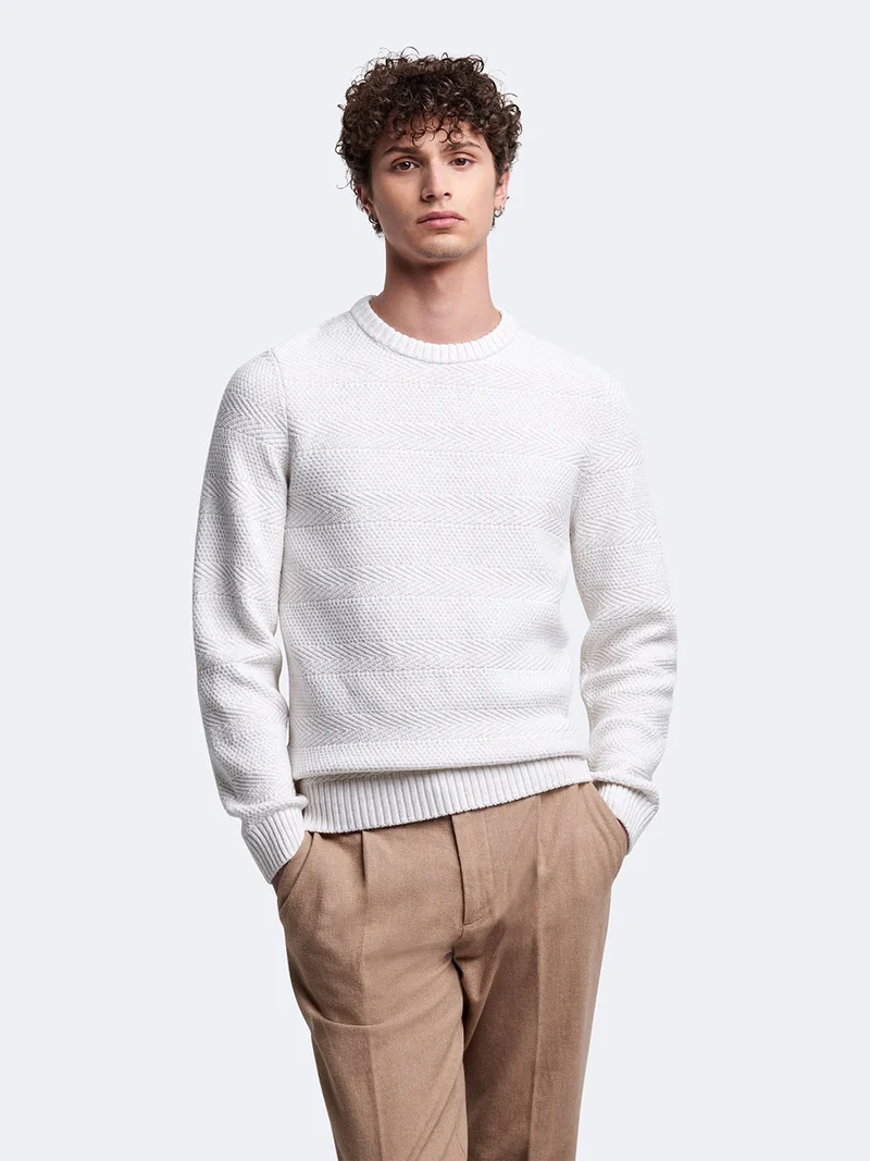 Pull col rond en coton mélangé