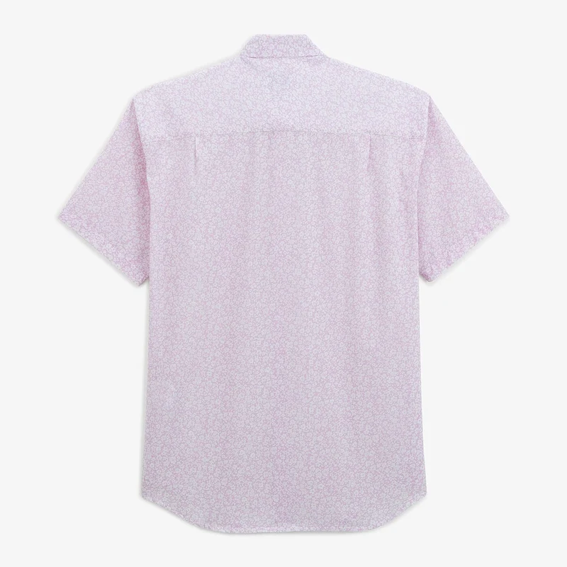 Chemise manches courtes regular rose imprimé fleurs