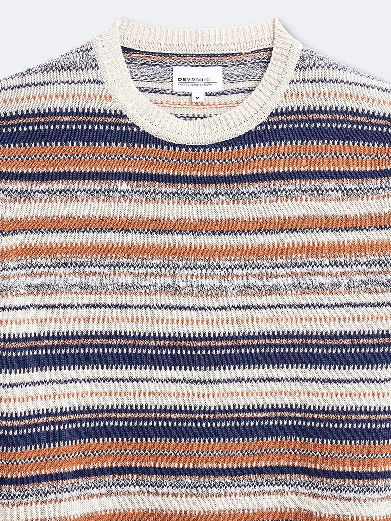 Pull col rond en coton mélangé