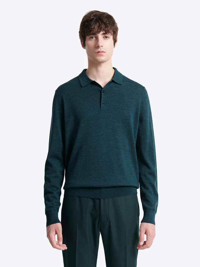 Pull col boutonné en laine mérinos