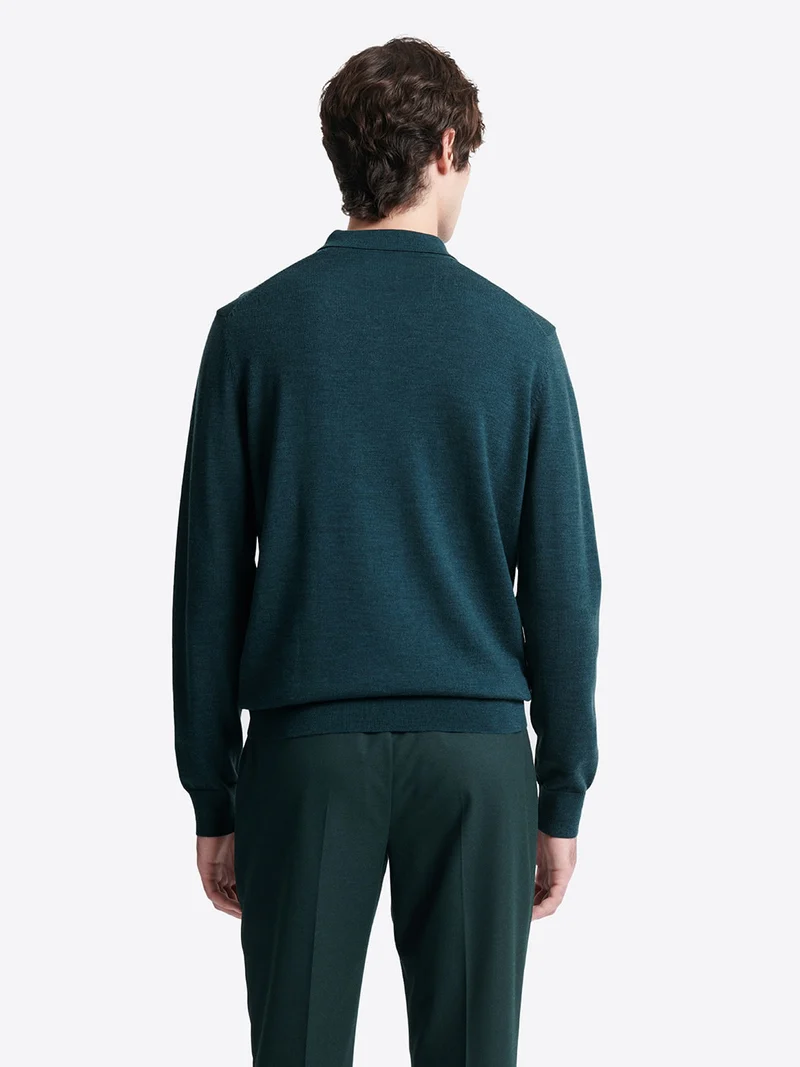 Pull col boutonné en laine mérinos