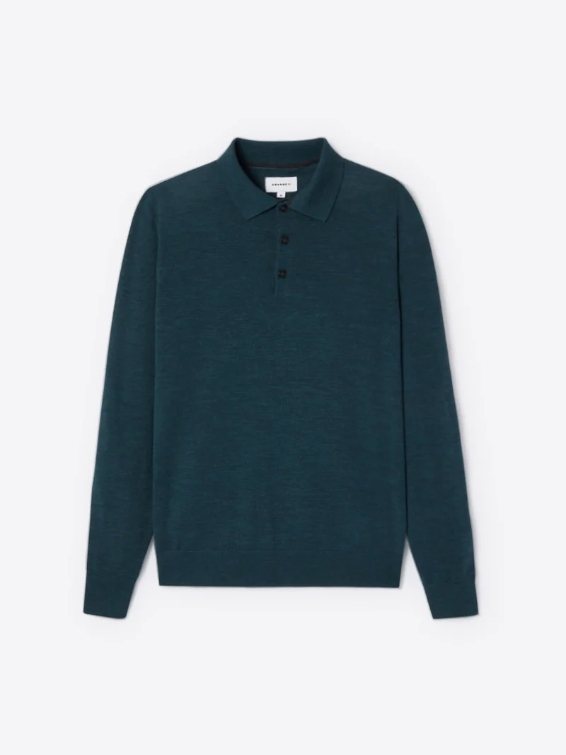 Pull col boutonné en laine mérinos