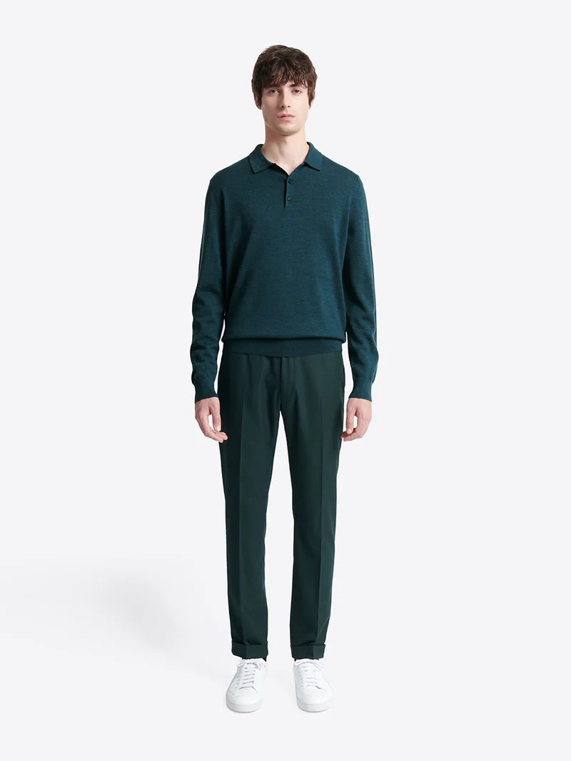Pull col boutonné en laine mérinos