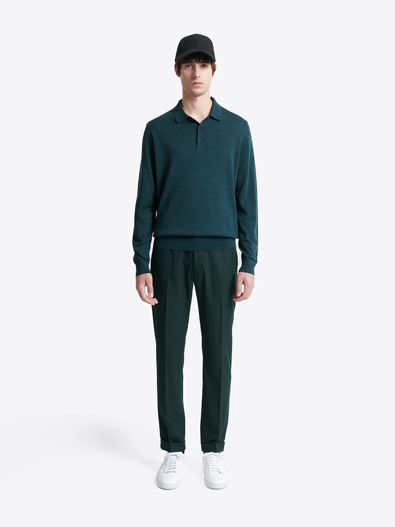 Pull col boutonné en laine mérinos