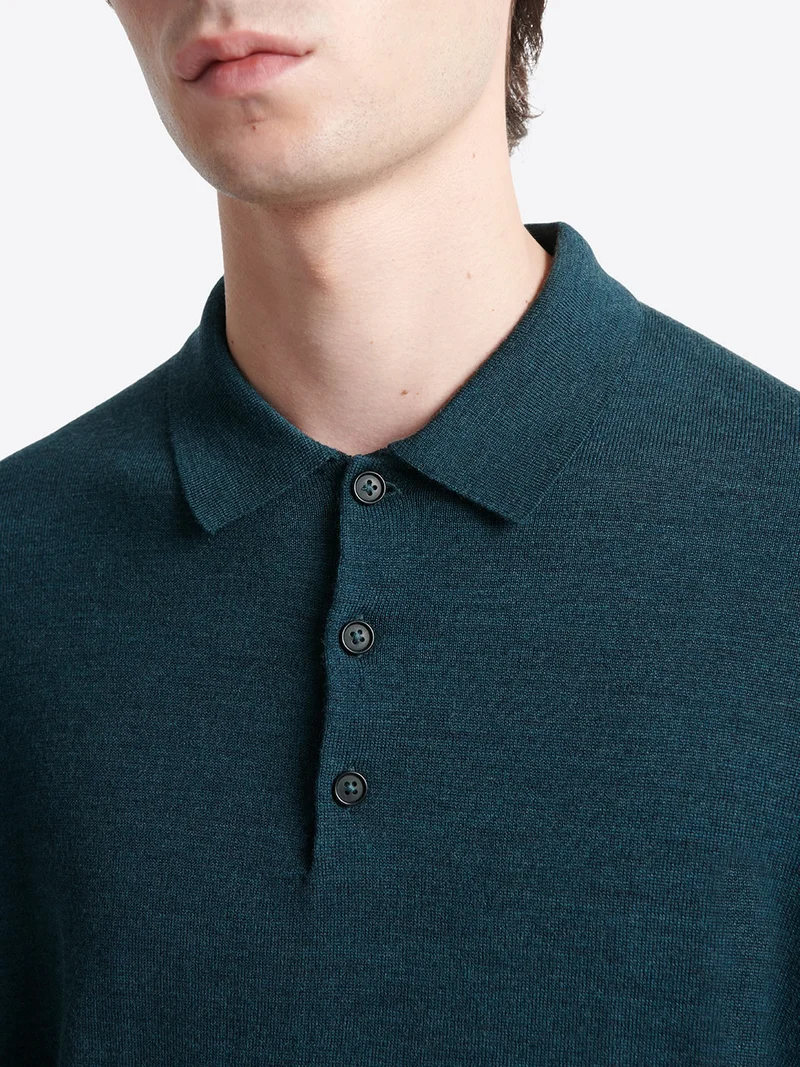 Pull col boutonné en laine mérinos