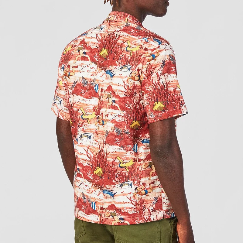 Chemise manches courtes imprimée brique