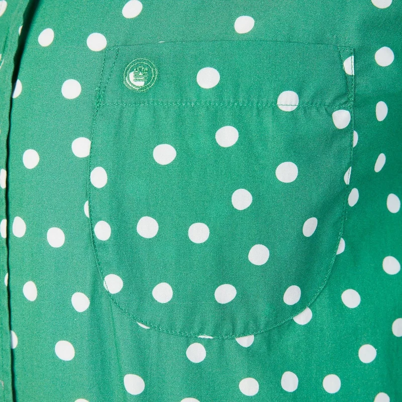 Chemise à pois manches courtes vert gazon en coton