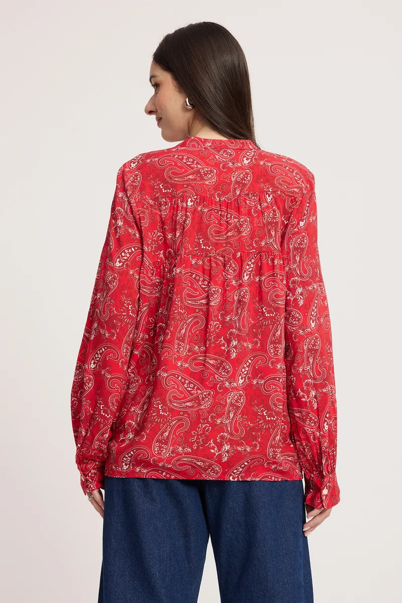 Inky|100% Viscose Tie-Up Neck Top