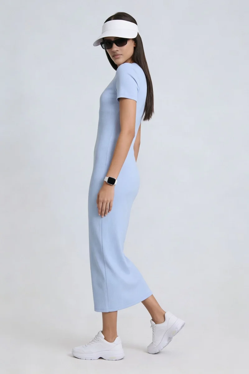 Ginni|100% Cotton Ribbed Tshirt Dress