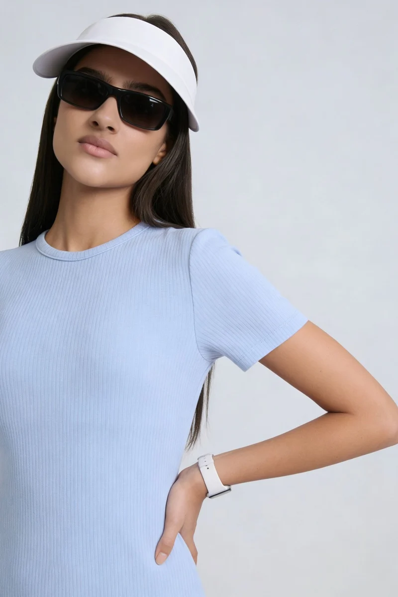 Ginni|100% Cotton Ribbed Tshirt Dress