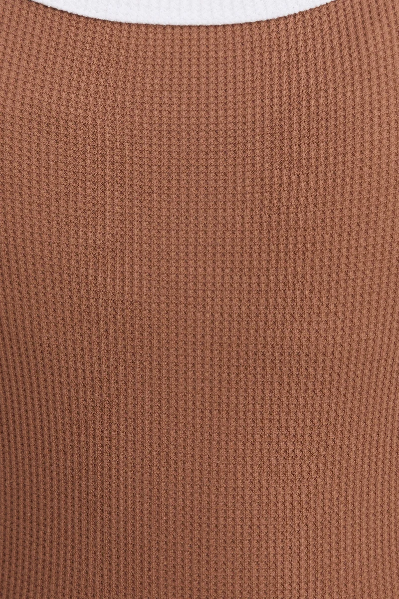 Wani|100% Cotton Contrast Piping Mini Knit Dress