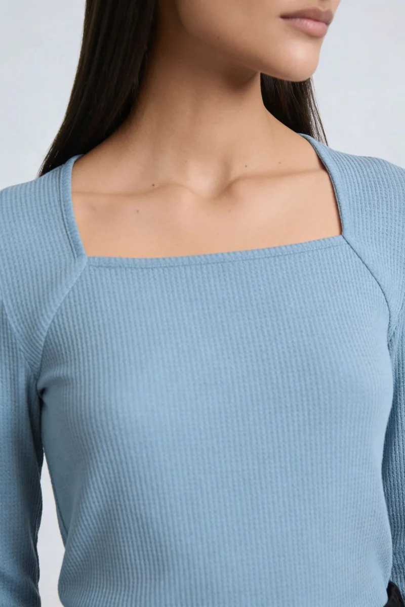 Mufaya|100% Cotton Raglan Sleeve Fitted Knit Top