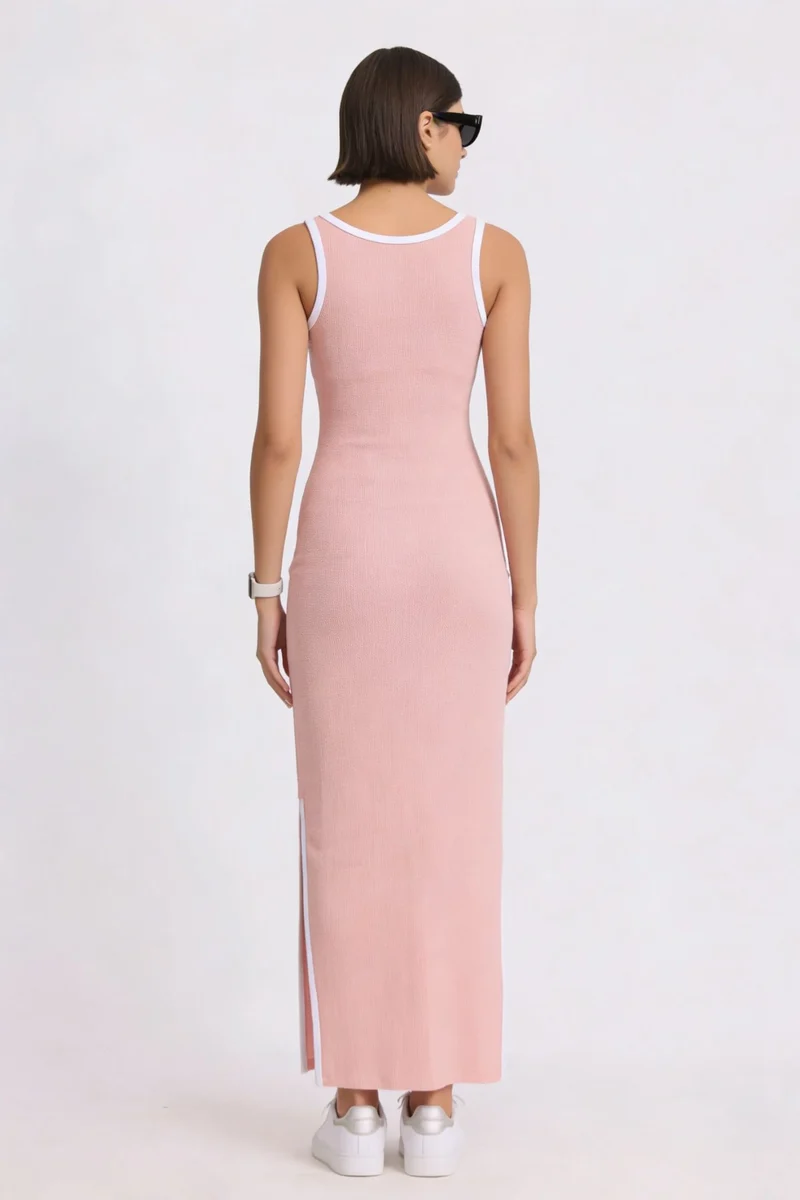 Nane|100% Cotton Contrast Piping Knit Dress