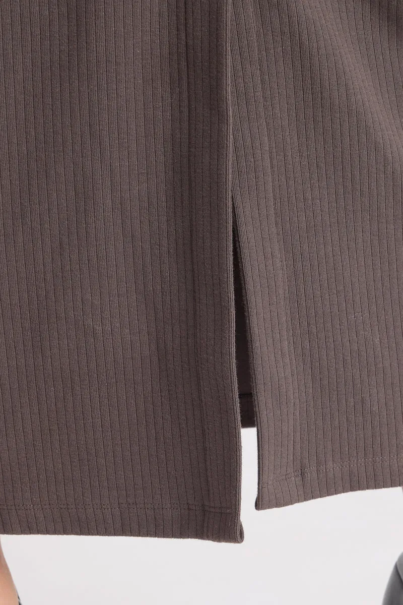 Gana|100% Cotton Ribbed Front Closure Maxi Dress