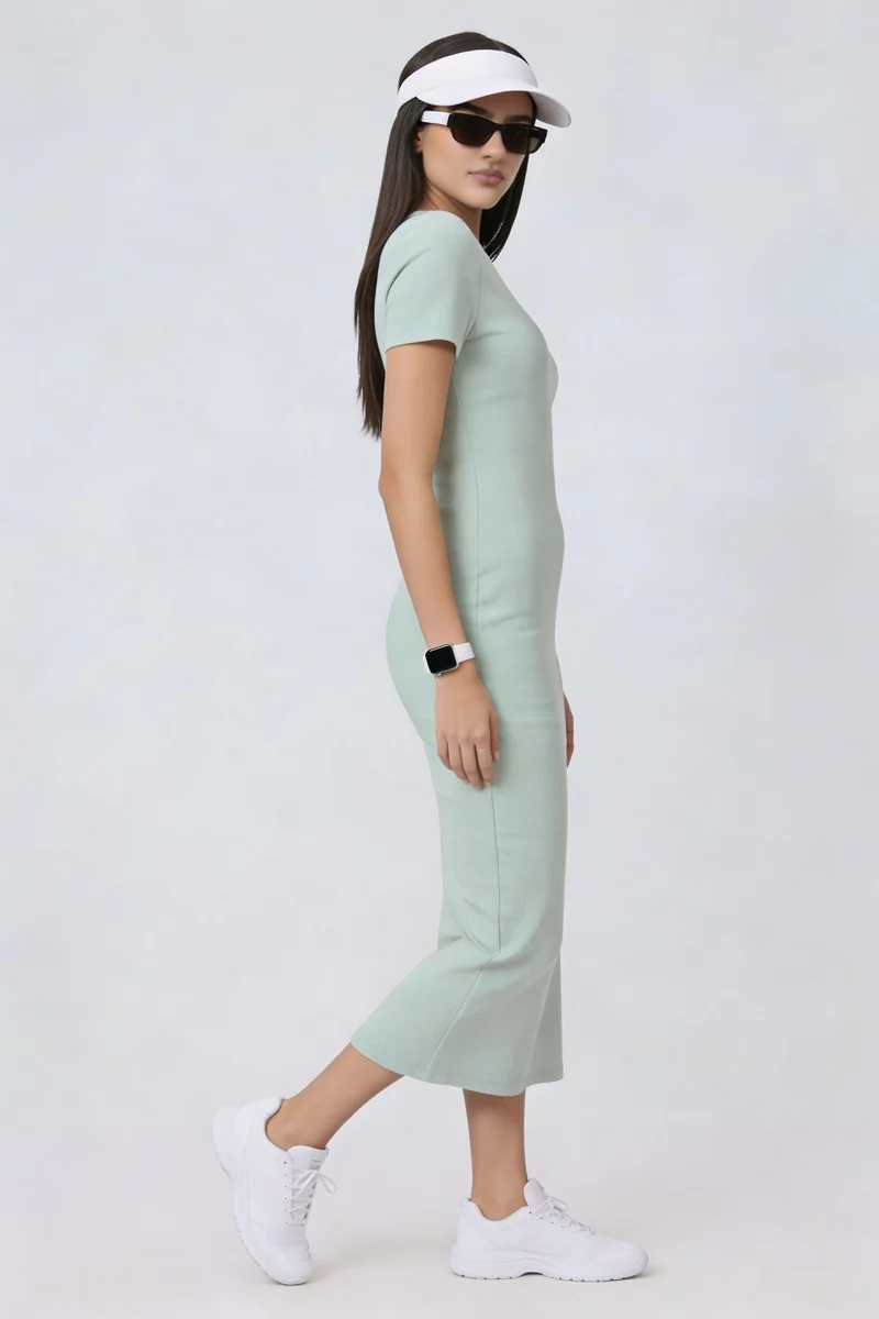 Wanu|100% Cotton Ribbed Tshirt Dress
