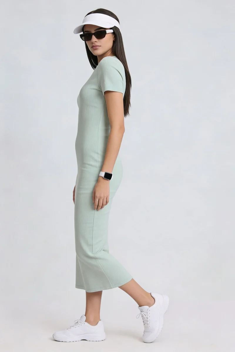 Wanu|100% Cotton Ribbed Tshirt Dress