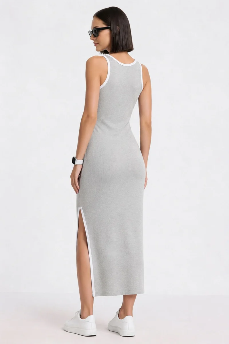 Wanae|100% Cotton Contrast Piping Knit Dress