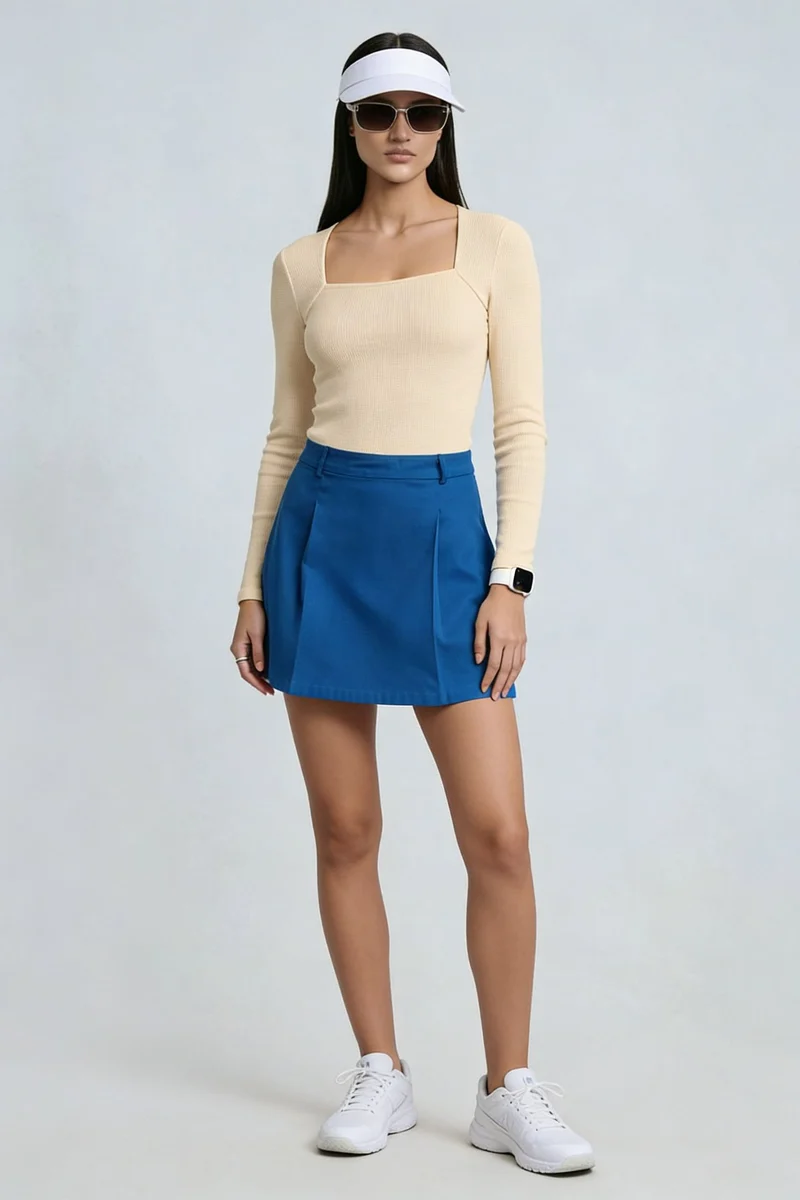 Mufa|100% Cotton Raglan Sleeve Fitted Knit Top