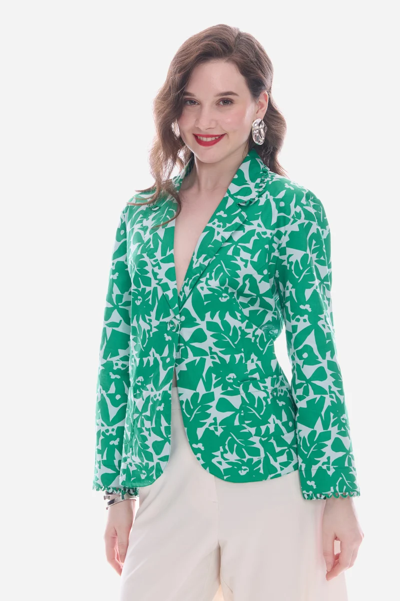 Emdie Blazer|100% Cotton Regular Fit Floral Blazer