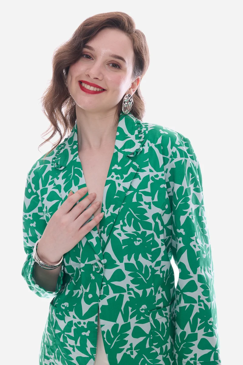 Emdie Blazer|100% Cotton Regular Fit Floral Blazer