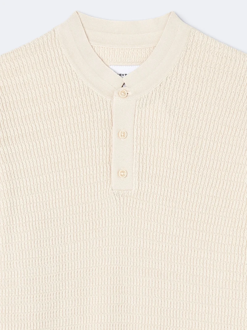 Pull col tunisien en coton mélangé