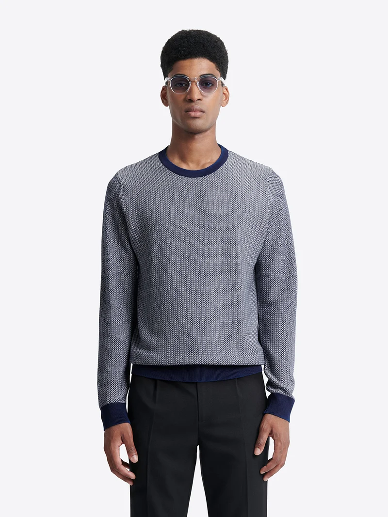 Pull col rond en coton viscose
