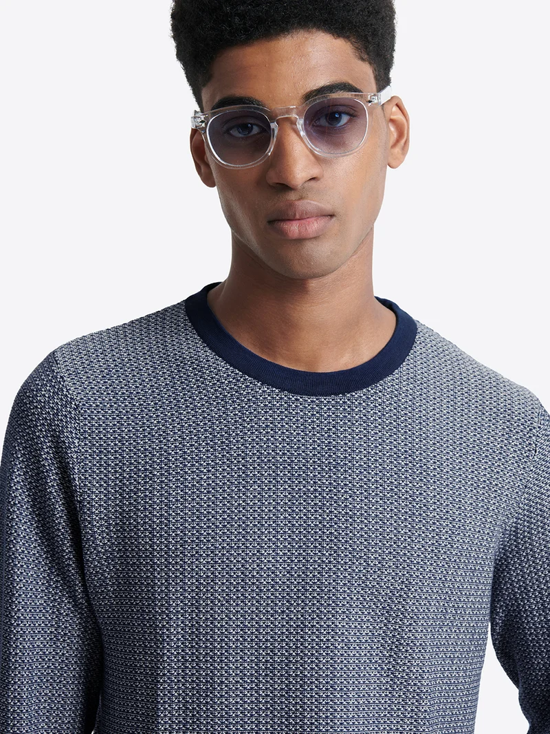 Pull col rond en coton viscose