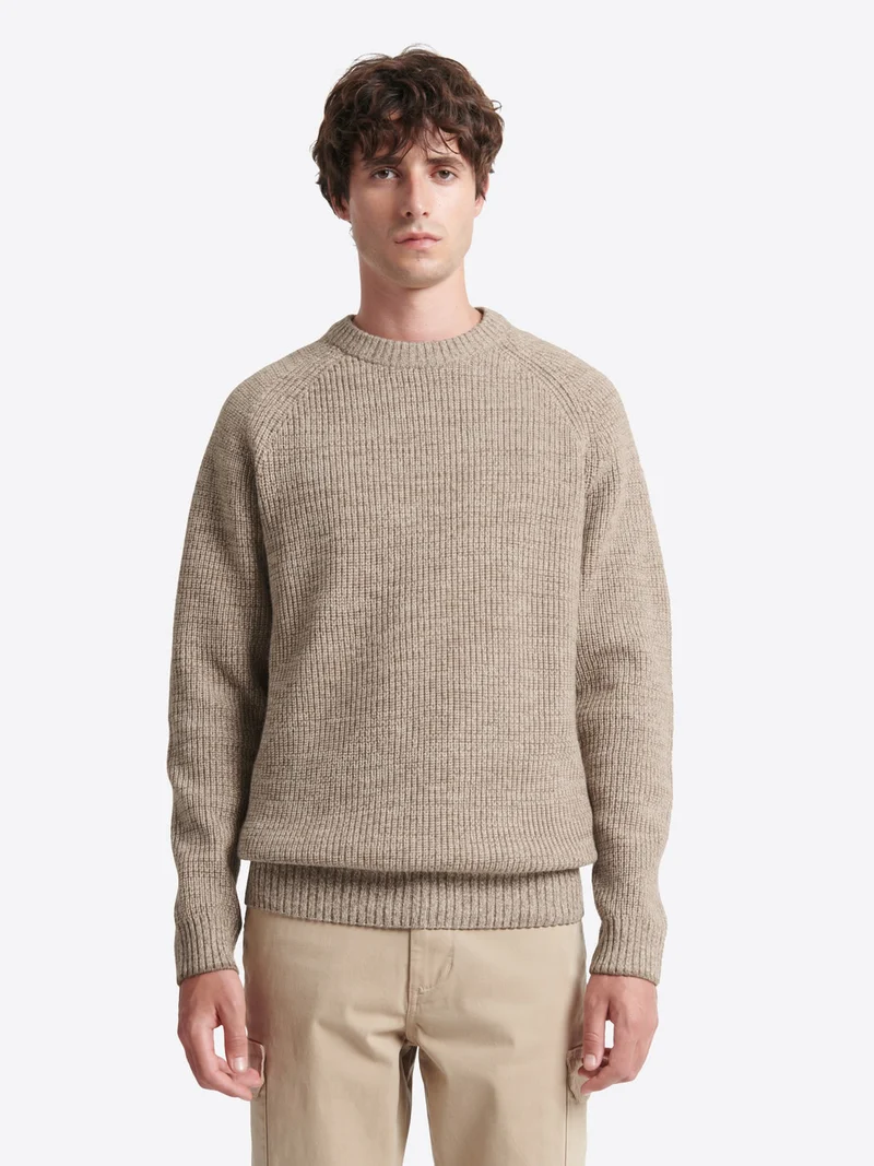 Pull col rond en coton laine majoritaire