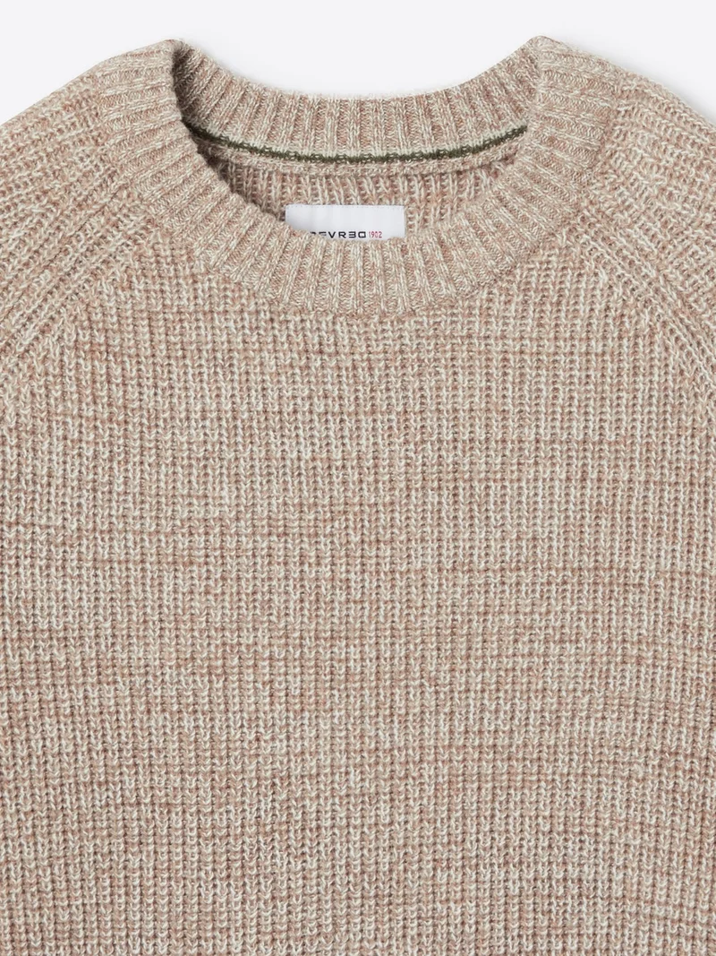 Pull col rond en coton laine majoritaire