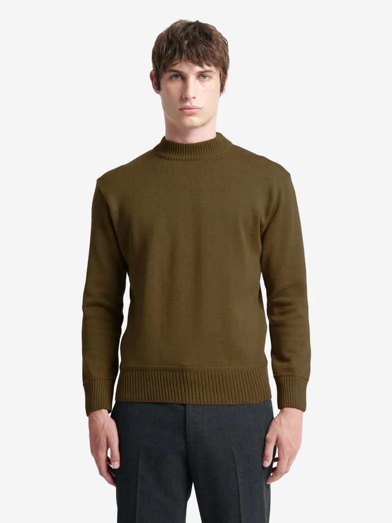 Pull col rond montant en laine mérinos