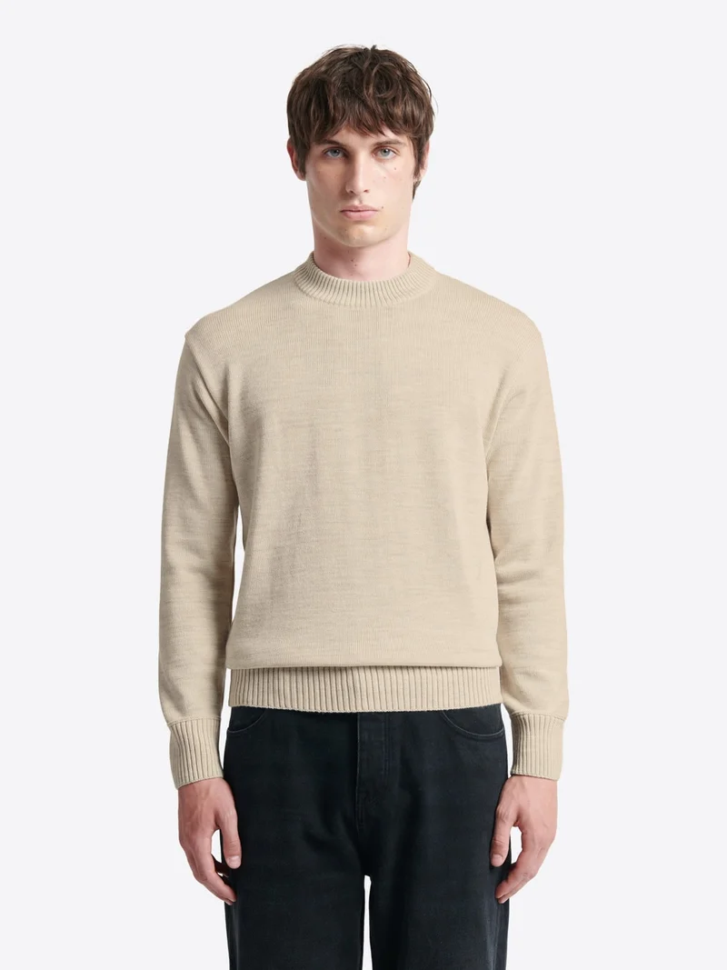 Pull col rond montant en laine mérinos