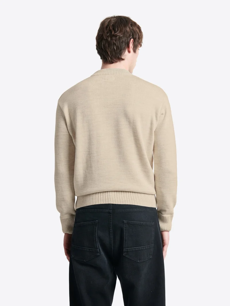 Pull col rond montant en laine mérinos