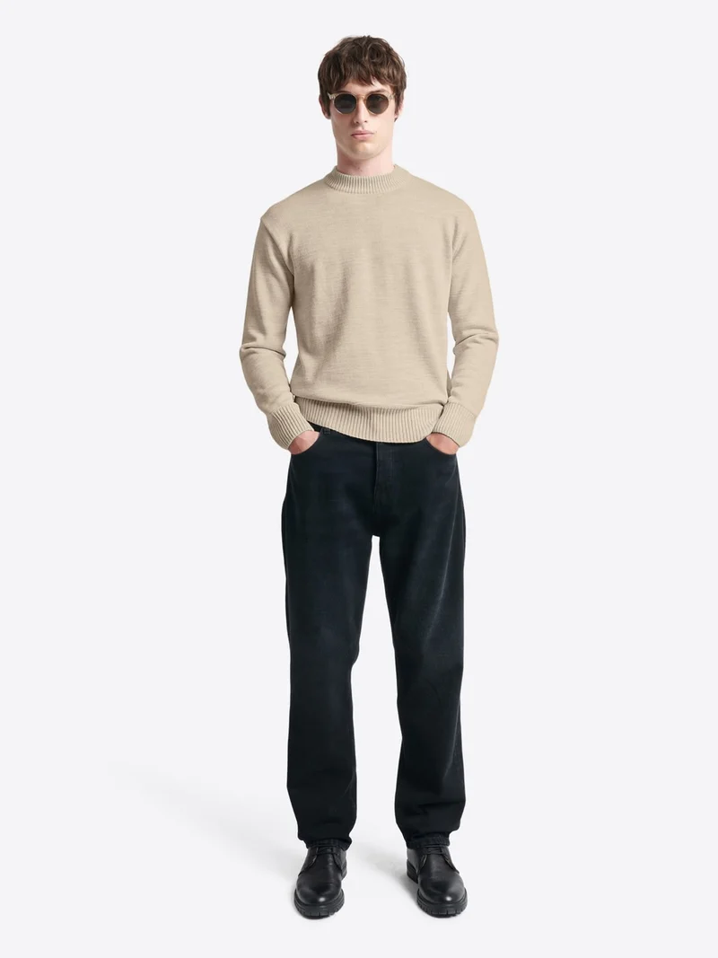 Pull col rond montant en laine mérinos