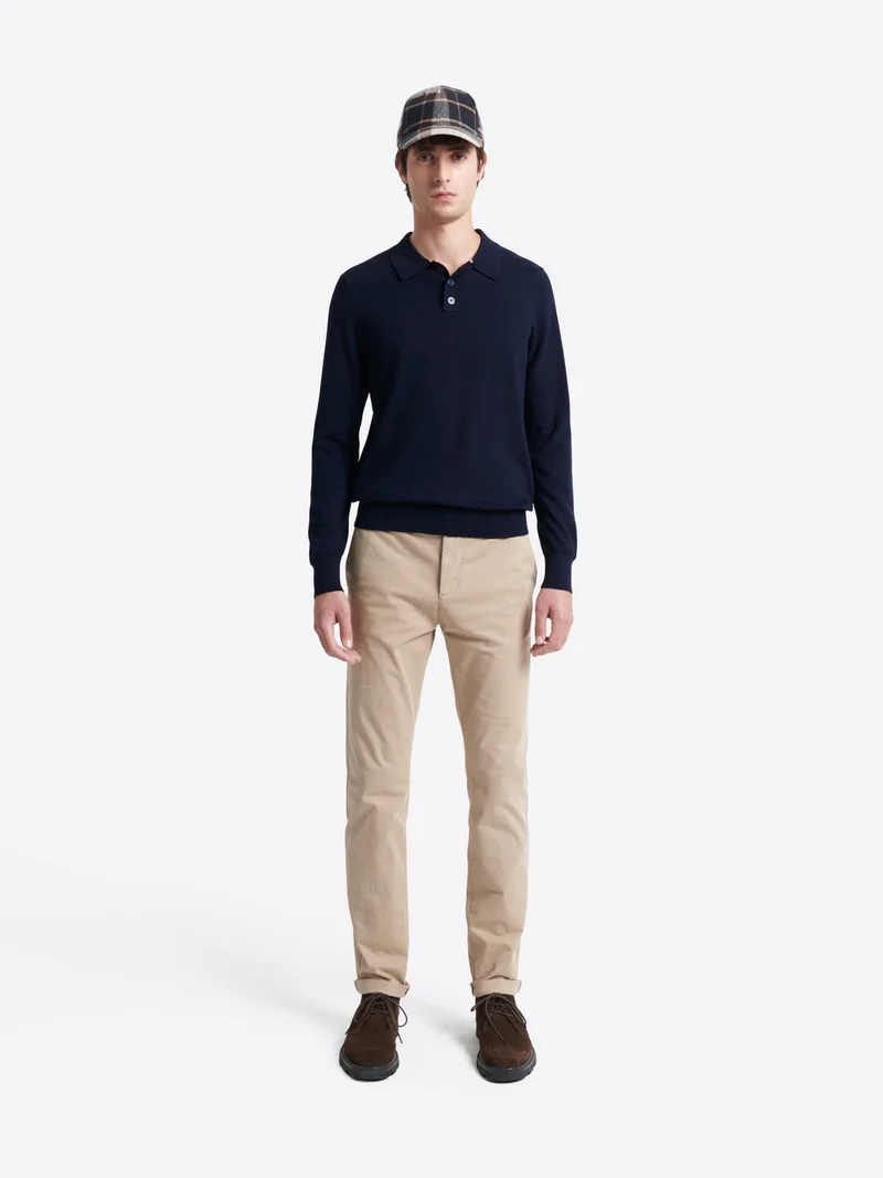 Polo boutonné en maille coton-cachemire