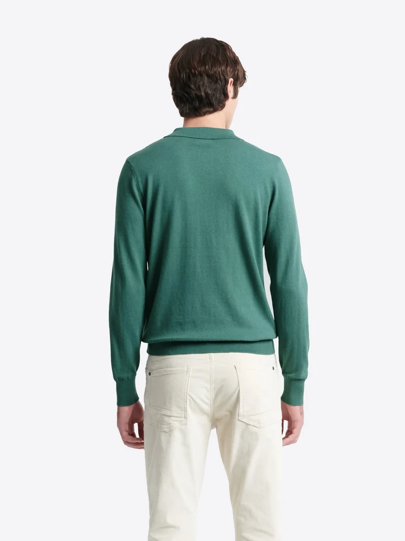 Polo boutonné en maille coton-cachemire