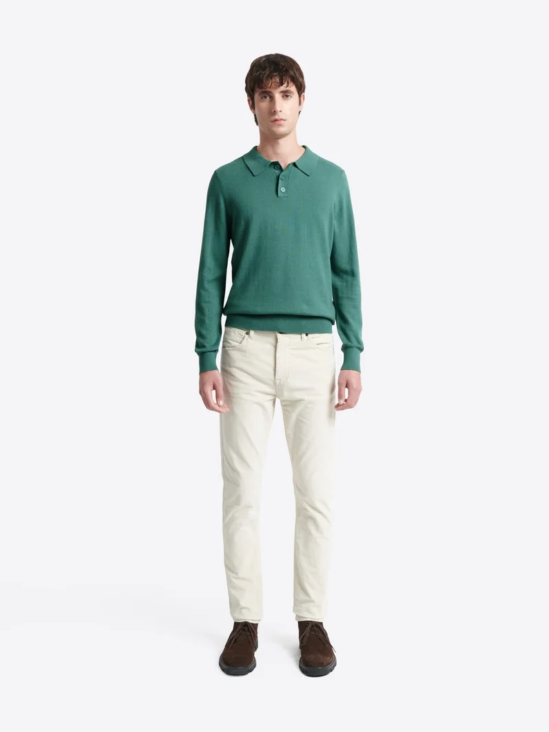 Polo boutonné en maille coton-cachemire